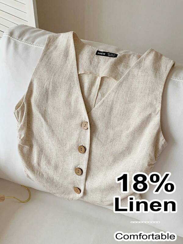 Comfortcana Chaleco/chaqueta casual y versátil de color albaricoque en talla grande
