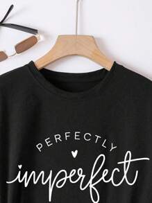 INAWLY Camiseta informal de mujer de verano PERFECTAMENTE Imperfecta de color negro