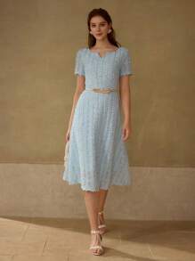 MOTF PREMIUM VESTIDO CON APLICACIONES DE ENCAJE - Azul - Ver 7