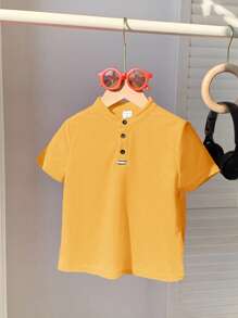 Polo de manga corta de unicolor cómodo para niños pequeños, adecuado para usar de manera casual en primavera y verano, ideal para exteriores, escuela, estilo urbano, fiestas y uso casual, con una gran relación calidad-precio