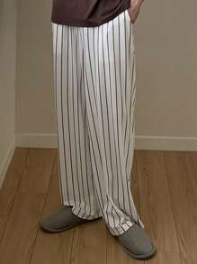 DAZY Men's Striped Loungewear Bottoms, Spring/Summer Pajama - Black and White - View 8