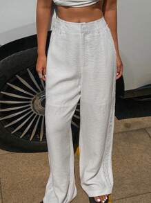 Livesso 女士夏季休闲度假风格裤子 - 白色 - 查看 1