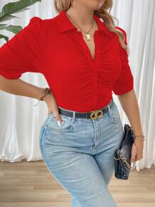 Calvaya تصميم قميص تي بأكمام قصيرة بنسيج مقصب أنيق للتنقل