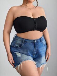 SHEIN CURVE+ Front Zip Plus Size Minimizer Padded Bra Tank Top, Curve Plus, Boho Vacation
