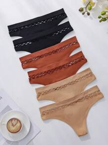 SHEIN paquete de 6 bragas tipo tanga sin costuras para mujer, de moda para el verano