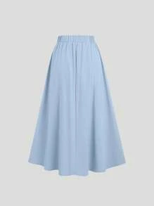 Sweetra 法式甜美粉色蝴蝶结装饰裙，时尚优质优雅女士裙子，适合春夏秋冬 - 薄荷藍 - 查看 2