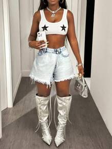 Slaydiva Women Casual Washed Wrap Denim Shorts