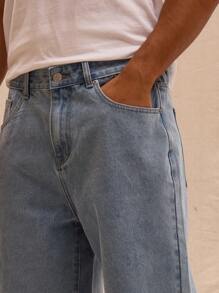 Musero Quần short denim dáng dài rộng rãi, wash acid, phong cách đường phố, thích hợp cho mùa xuân hè và kỳ nghỉ lễ Phục sinh. - Rửa nhẹ - Xem 5