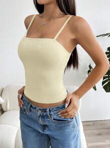 SHEIN EZwear Camiseta de tirantes top exterior de talla grande en negro para mujer, primavera/verano