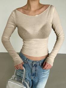 DAZY New Autumn Off Shoulder Fitted Women T-Shirt