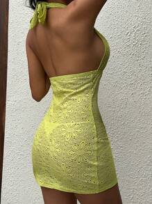 SHEIN Unity 女式镂空花朵面料紧身迷你裙