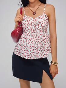 Roylia Women's Ditsy Floral Ruched Elegant Camisole - Multicolor - View 1