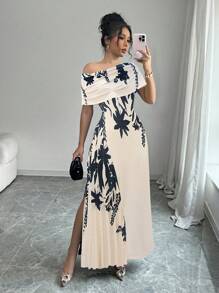 Selianne Elegantes modisches Pendler-Lässig-Romantik-Urlaubs-Damen-Kleid mit ärmellos, asymmetrischem Saum, Taille Raffung und Blume Muster