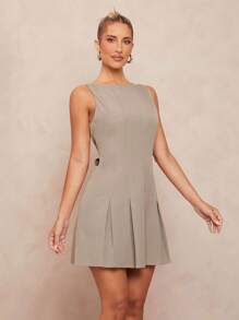 Lumalex Abito estivo casual elegante da donna con scollo a barca, vita arricciata, pieghe, spalline sottili e gonna corta, adatto per primavera, uscite, vacanze al mare, spiaggia, cerimonie, banchetti estivi e altre occasioni
