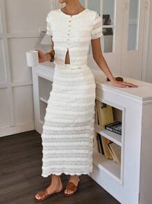 Easowa Women Two Pieces Outfits For Daily Wear - Apricot - View 4