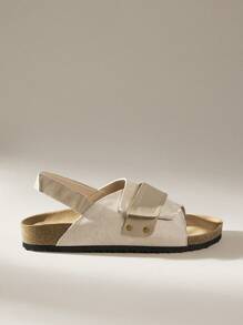 Solecia Sandalias planas negras para mujer, chanclas de moda para playa y uso casual