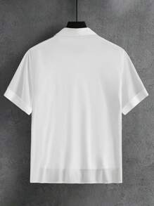 Manfinity Homme Plus Size Men's Solid See-Through Casual Short Sleeve Shirt, Summer - White - View 6