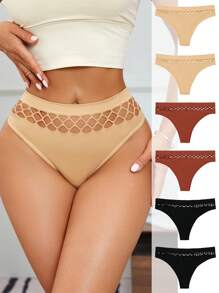 SHEIN paquete de 6 bragas tipo tanga sin costuras para mujer, de moda para el verano
