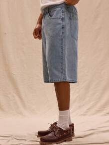 Musero Quần short denim dáng dài rộng rãi, wash acid, phong cách đường phố, thích hợp cho mùa xuân hè và kỳ nghỉ lễ Phục sinh. - Rửa nhẹ - Xem 3