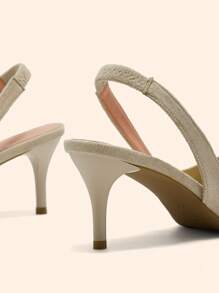 CUCCOO BASICS Cuccoo Backstrap High Heel Shoes For Daily Wear - Beige - View 4