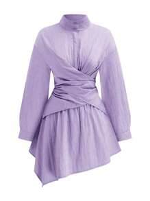 DreamSkyne Camisa larga con cruzado de talle grande para mujer - Púrpura malva - View 9
