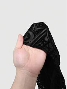 ROMWE Gothic Palace 3D Flocked Tassel Design Sheer Women's Bustier Top - Black - View 5