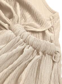 SOLERSUN Women's Fashion Slim Fit Pleated Sleeveless Solid Twist Front Bodycon Dress