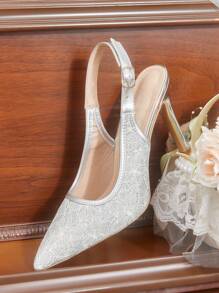 CUCCOO HITCHD Women's Grey Pointed Toe Lace Embroidery Elegant High Heel Shoes, Stilettos For Wedding, Bridesmaid, Formal Party, Romantic Date, Fashion Event, Summer - Chantilly - View 13