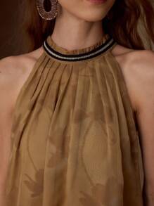 MOTF PREMIUM ÁO Halter xếp ly bằng vải voan CHIFFON - màu nâu - Xem 2