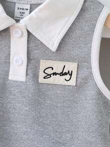 Elladie kids 2 件女童校园风格 Polo 领无袖针织 T 恤上衣和百褶裙套装，适合上学、郊游、户外活动、表演和日常穿着 - 彩色 - 查看 7