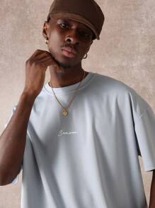 SUMWON 圣托里尼希腊度假村旅行T恤地中海夏季度假沙滩T恤风景海岸设计图形岛屿印花假日服装休闲风格 - 藍色 - 查看 2