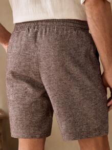 Manfinity ModaGents Pantalones cortos rectos de cintura media con cordón y tejido jacquard casual para hombre