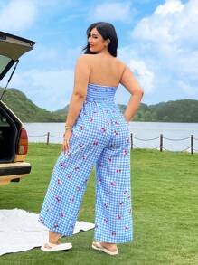 SHEIN EZwear Plus Size Women's Fashionable Summer Jumpsuit, CoconutGirl, Girls Trip, Vacation Outfits Women - Multicolor - View 2