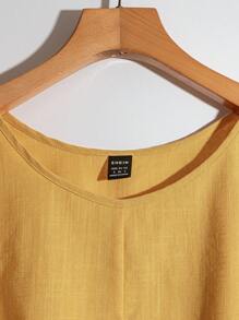 Rusticease Women Vacation Casual Solid Color Embroidery Blouse - Yellow - View 3