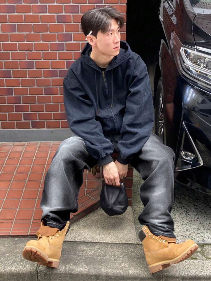 DAZY Men's Black Washed Casual Loose Fit Jeans With Side Pockets, Spring - Black - View 1