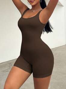 VaVaBold Women's Square Neck Jumpsuit, Solid Color, Slimming Design, Suitable For Summer