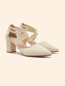 CUCCOO BASICS Pointed Toe Stylish High Heels Shoes For Daily Wear For Christmas - Beige - View 3