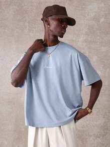 SUMWON 圣托里尼希腊度假村旅行T恤地中海夏季度假沙滩T恤风景海岸设计图形岛屿印花假日服装休闲风格 - 藍色 - 查看 4