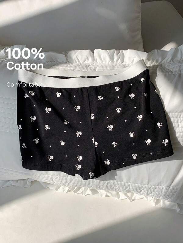 CovetEZ Pantaloni scurti de damă cu talie elastică cu imprimeu schelet