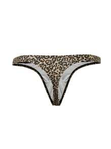 Manfinity KASUA Men's Fashionable Leopard Print Thong Swimwear, Suitable For Summer - Black - View 2