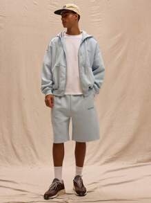 Musero Graphic Print Zip Through Hoodie Only Spring Summer Streetstyle Holiday Vacation - Baby Blue - View 4