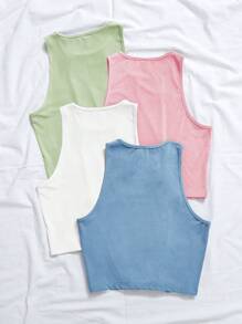 Glamine Women Casual Versatile Solid Color Tank Top, Spring/Summer Clothes - Multicolor - View 2