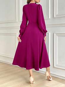 Modelyn Women Mid-Calf Length Casual Dress, Minimalist & Fashionable For Everyday Wear Long Evening Dresses