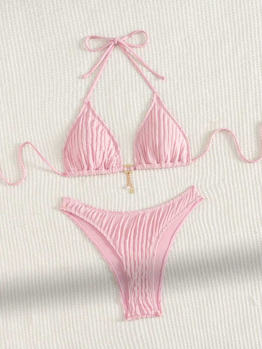 Swim Mod Women's Beach Summer Pink Bikini Swimwear Sets - Baby Pink - View 1