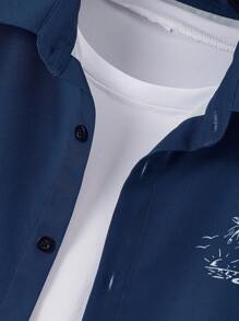 Manfinity RSRT Men's Ombre Color Buttoned Front Short Sleeve Shirt And Pocket Shorts Set Vacation Clothes For Men Summer Vacation Outfits Men Summer Shirt For Men Men Summer Clothes Men Shirt Co Ords Summer Outfits For Men - Multicolor - View 4