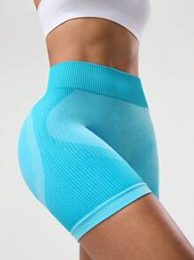 Seamluxe SHEIN Sport Seamless Women High Waist Tight Fit Workout Shorts, Suitable For Summer - Mint Green - View 7