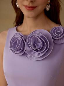 MOTF PREMIUM STEREO FLORAL SLEEVELESS DRESS - Purple - View 2