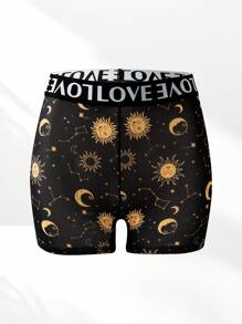 AltCore 1 szt. Damskie majtki z wysokim stanem z nadrukiem Układu Słonecznego, Gwiazdy i Księżyc - Wielokolorowe - Zobacz 6