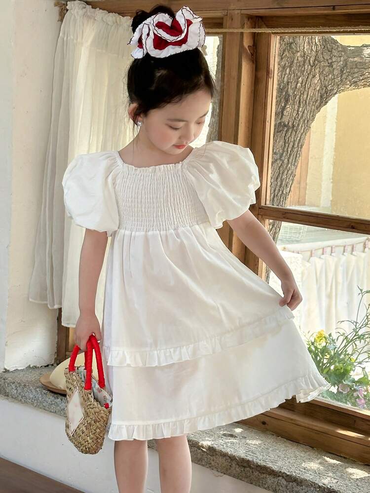 Girls Young Girl Crew Neck Short Sleeve Fashion Summer Dress