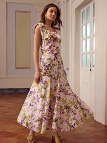ZEYLAH Floral Print Embroidered Fishtail Skirt, For Spring/Summer Holiday - Multicolor - View 8
